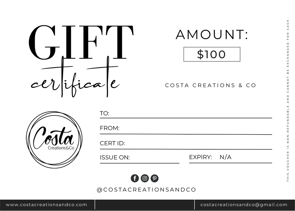 Costa Creations &Co Gift Card